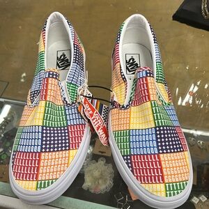 VANS CLASSIC SLIP-ON PRIDE MULTICOLOR WHITE SHOES MENS US 11